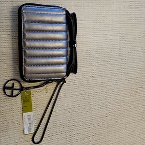 Giani Bernini Pewter Metallic Quilted Wristlet Purse